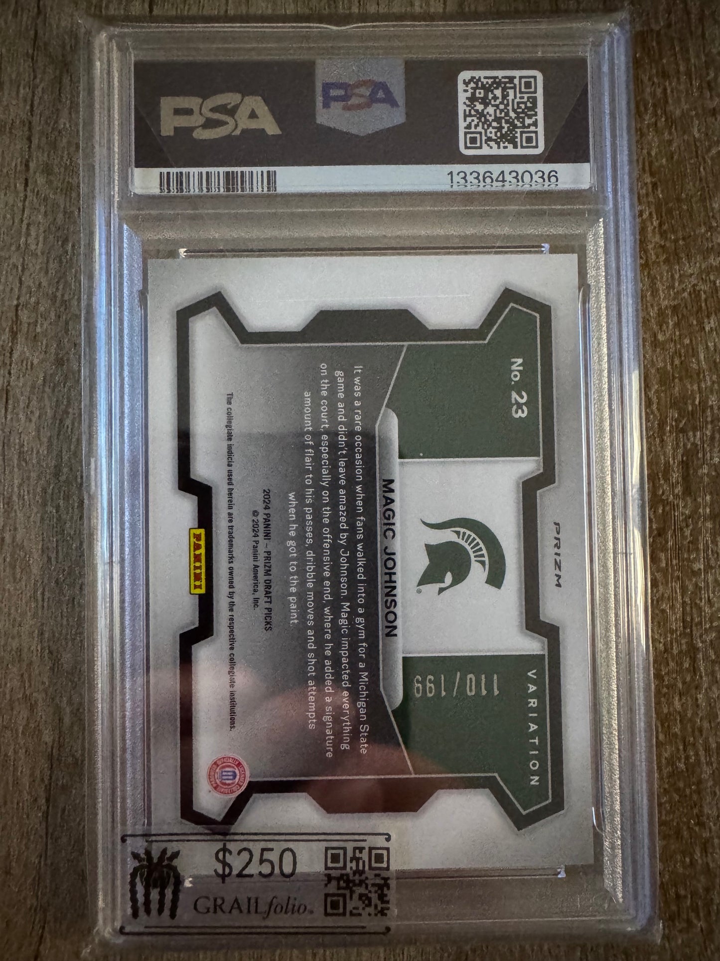 2024 MAGIC JOHNSON /199 PANINI PRIZM AUTOGRAPH PSA 9 AUTO 10