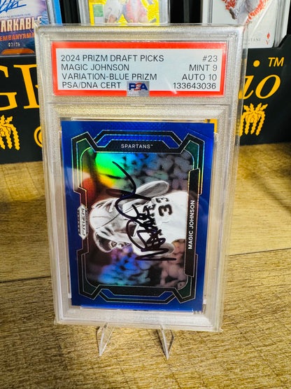 2024 MAGIC JOHNSON /199 PANINI PRIZM AUTOGRAPH PSA 9 AUTO 10